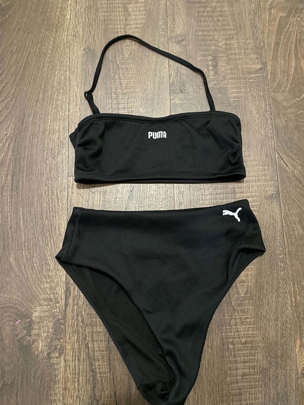 PUMA Black Ribbed Two-Piece Bikini Set